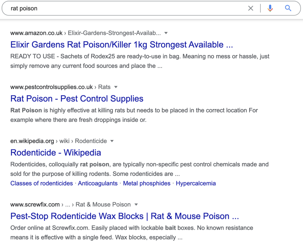 rat poison google search results