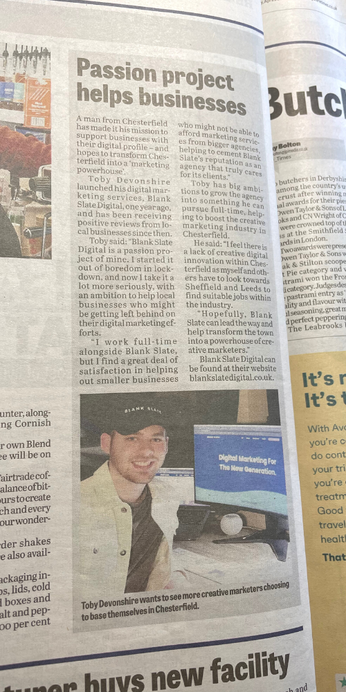 blank slate digital featured in newspaper article