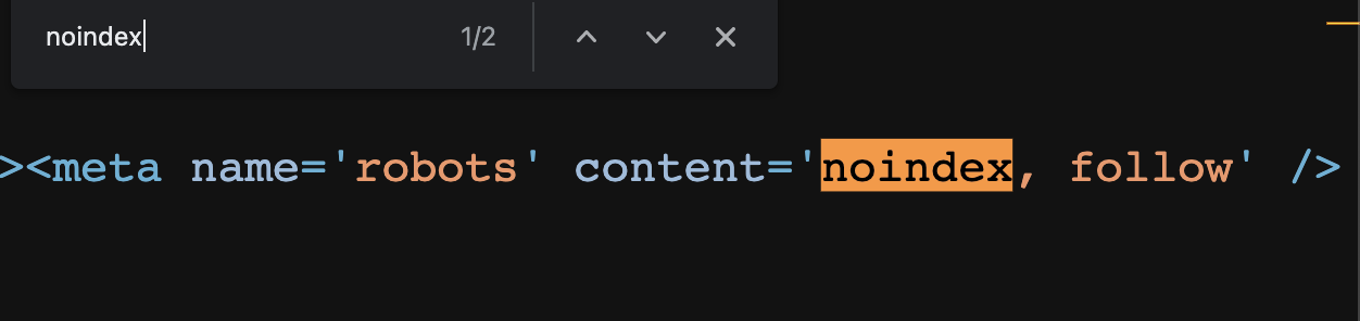 noindex robots tag in html