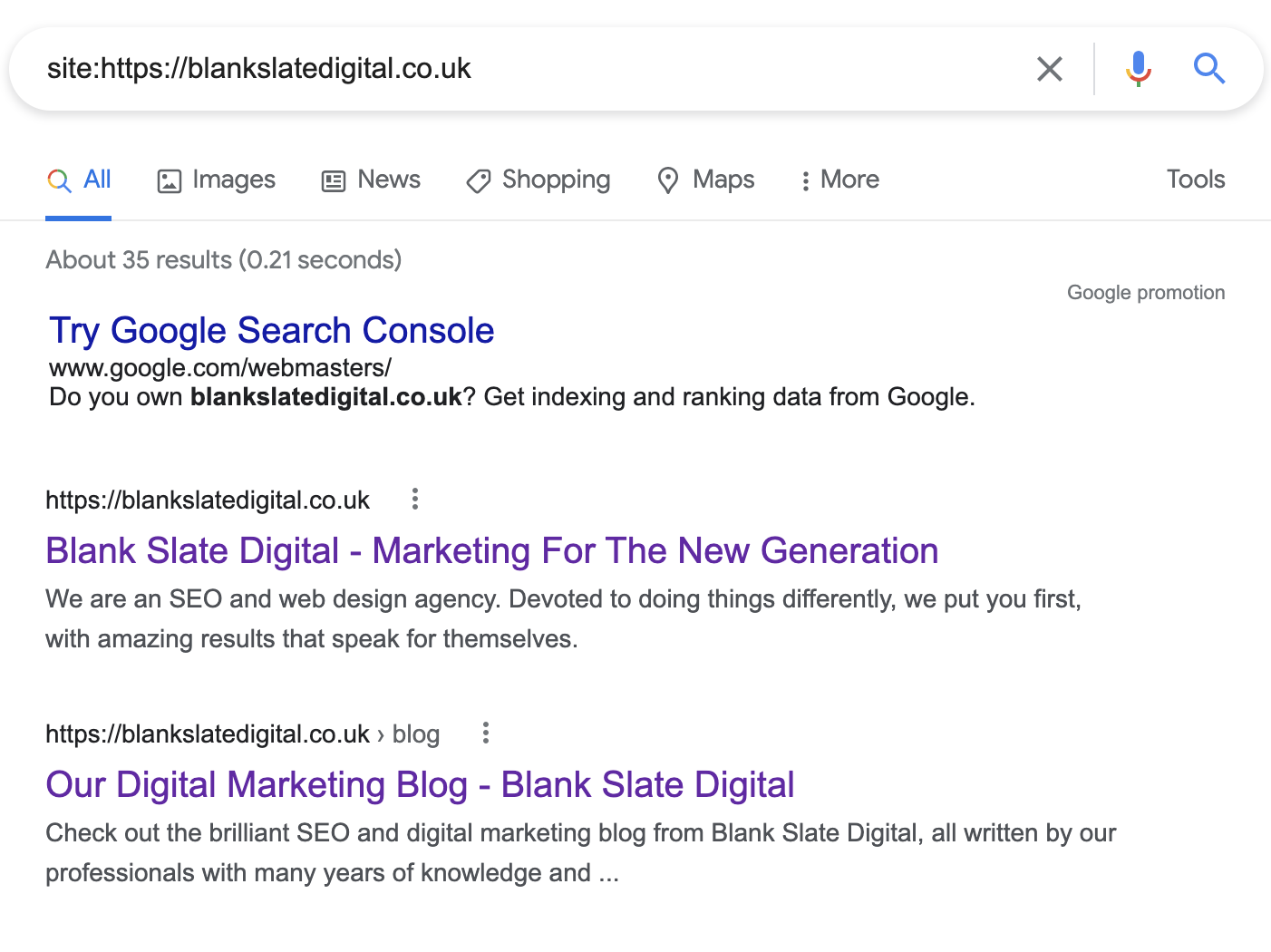 site search returning lots of results