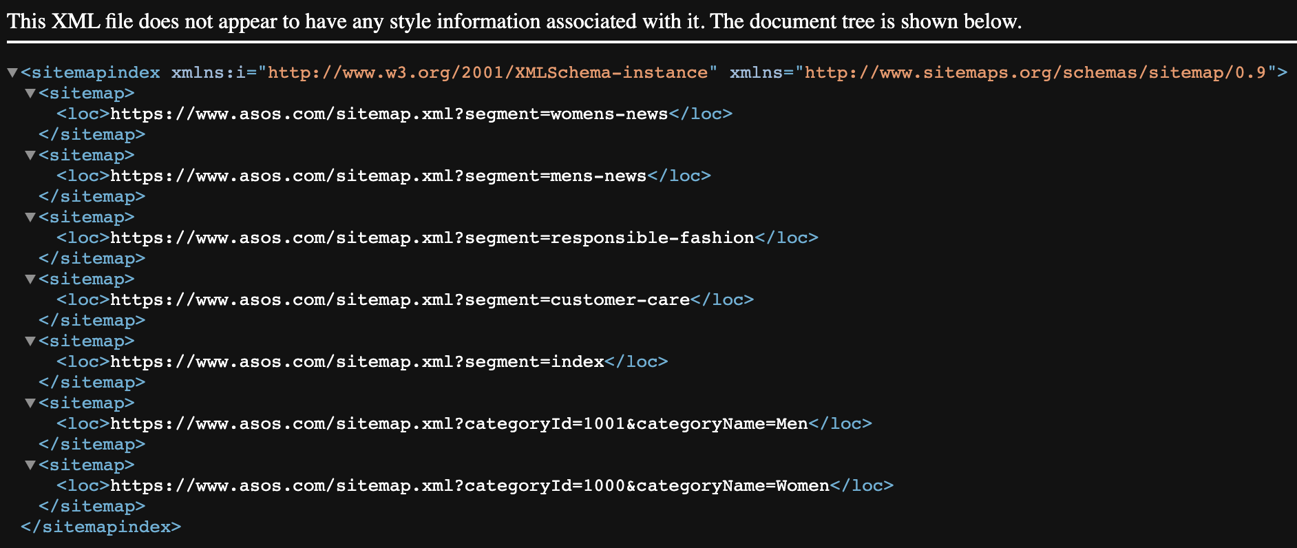 unstyled xml sitemap example