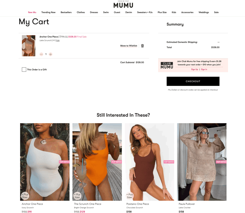 Show Me Your Mumu Cart Screenshot